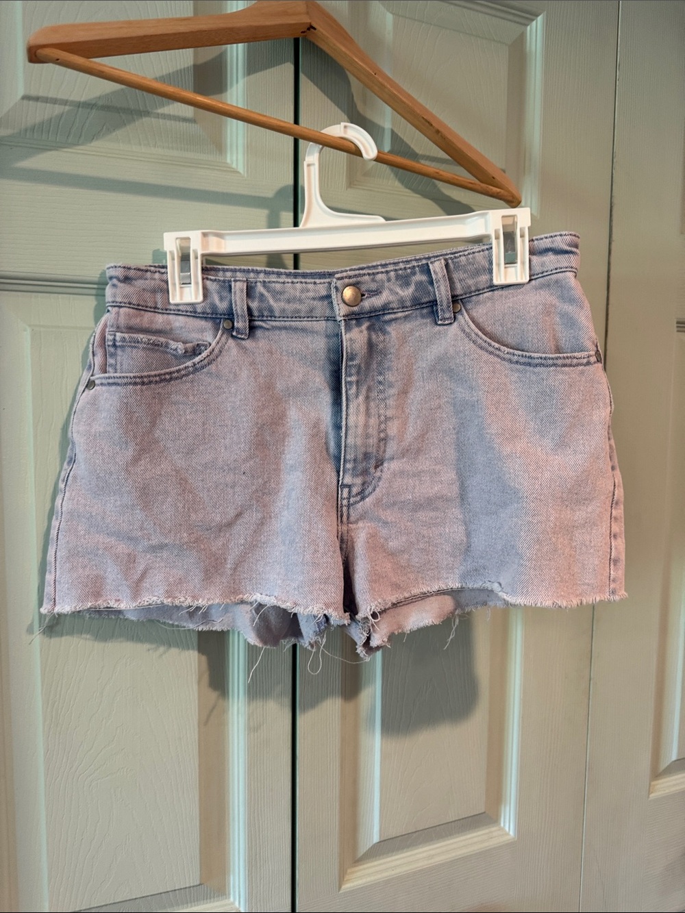 Tinsel Light Blue Distressed Denim Shorts